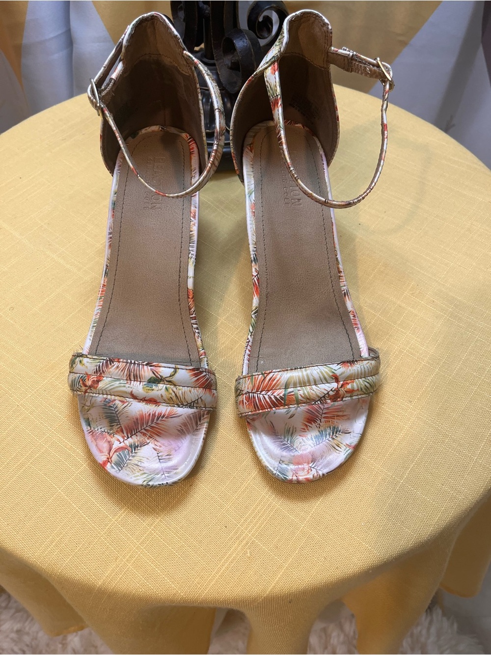 Kenneth Cole Floral Print Ankle-Strap Sandals - Cream, Orange, Green